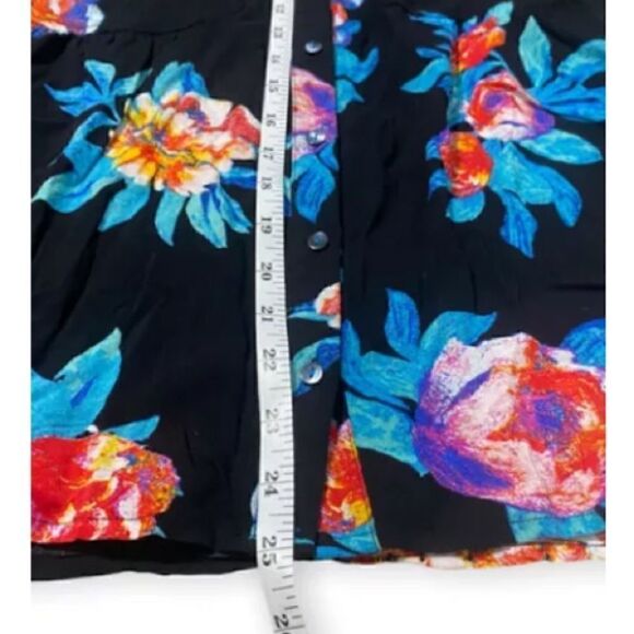 MAEVE Anthropologie Womens Woodland Walk Button Up Size 2 Black Hawaiian Print - Picture 6 of 8